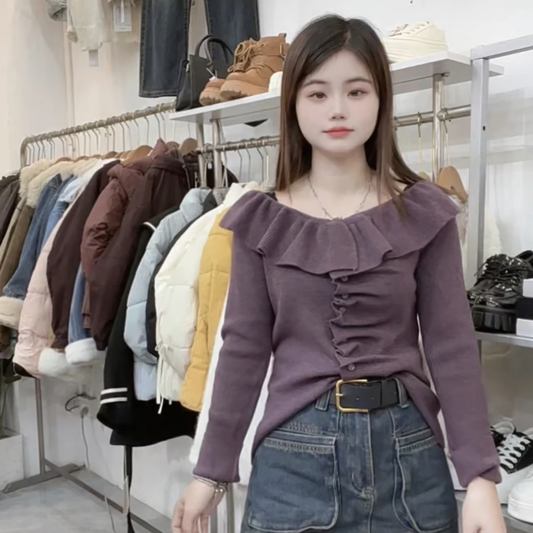 毛针织衫纯色长袖保暖女针织韩版针织衫冬季