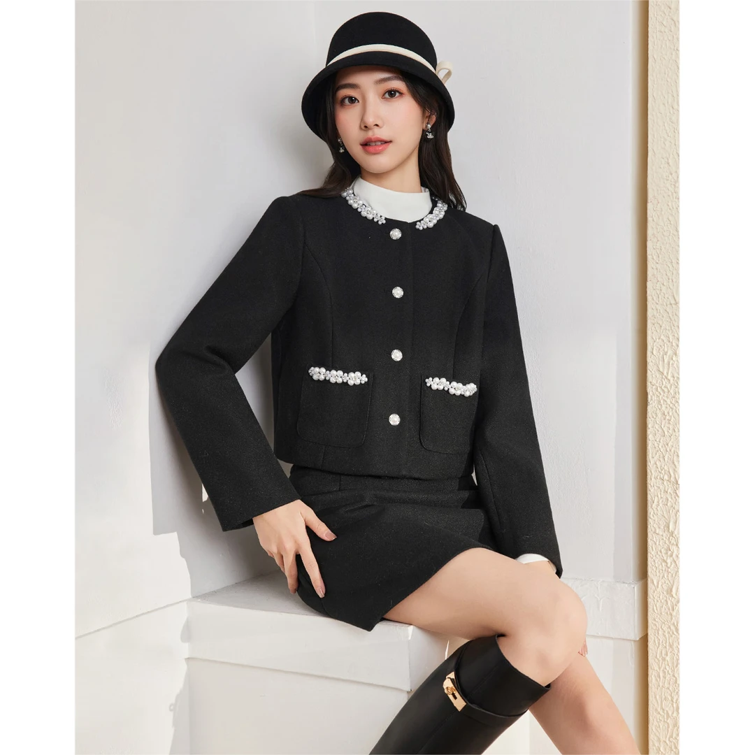 IEF/爱依服2025冬季新款法式轻奢名媛小香风气质百搭呢绒上下套装