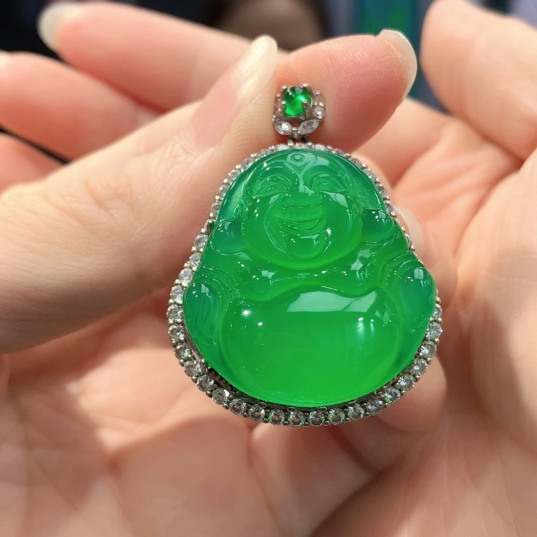 玛瑙/玉髓银S925镶嵌吊坠