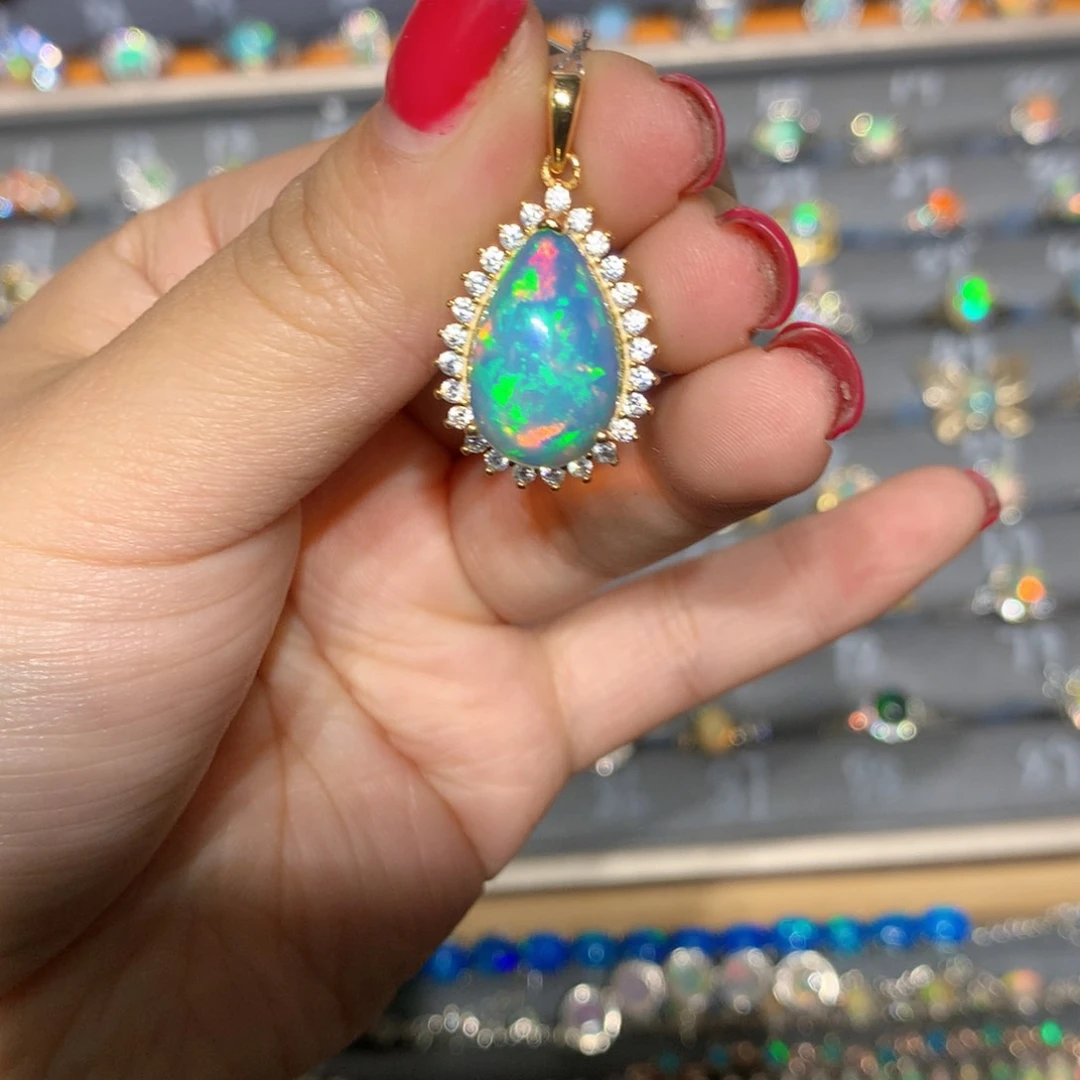 银S925镶嵌欧泊欧泊吊坠l