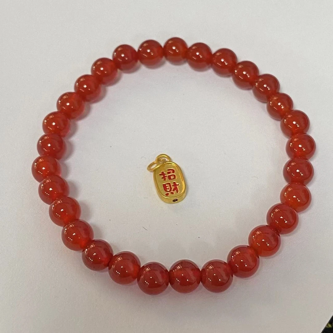 足金999  招米纳福牌穿红玛 瑙手串@@A270