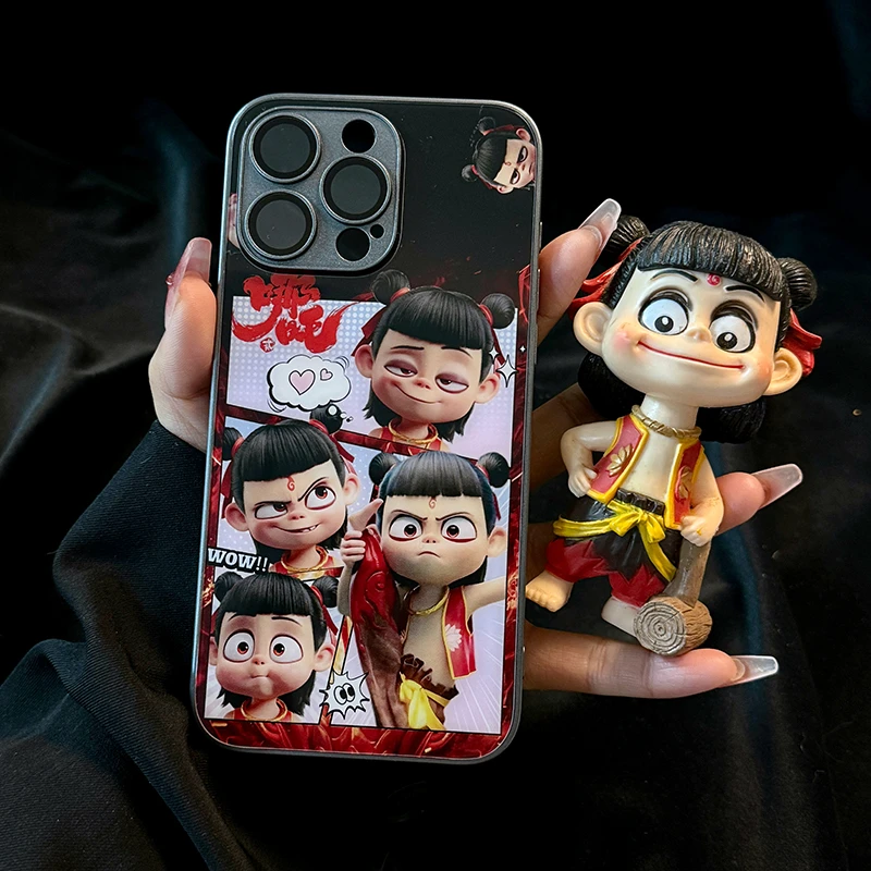 【汇魔法】哪吒魔童闹海创意可定制适用苹果16promax玻璃手机壳全包