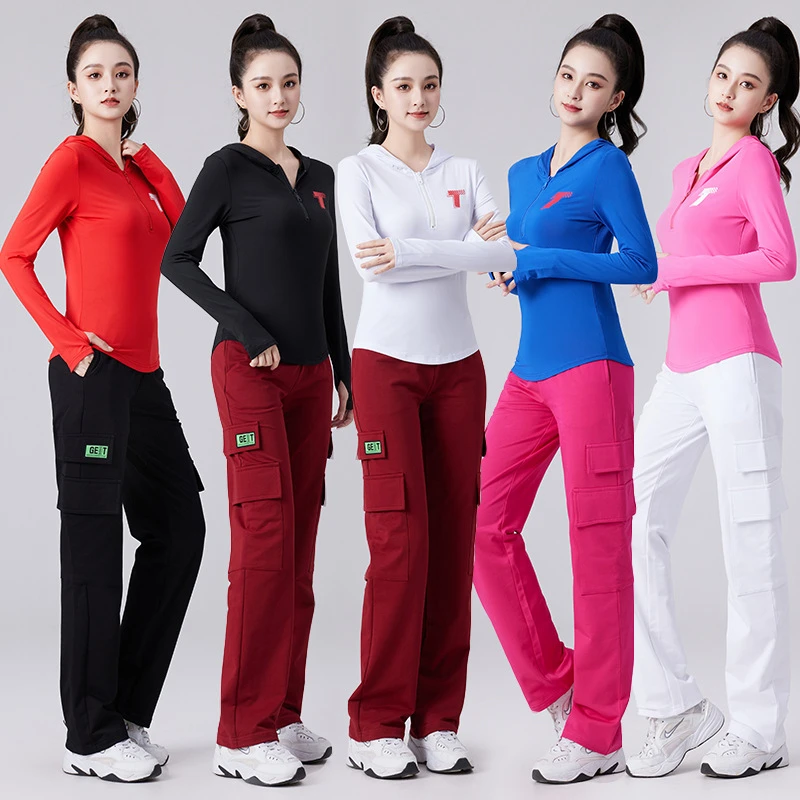 运动套装女秋季2024年新款长袖T恤炸街减龄时尚显瘦工装裤两件套