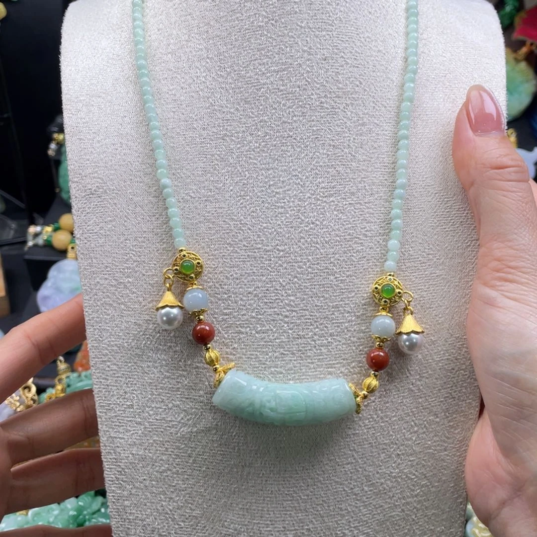 翡翠未镶嵌颈饰代编织