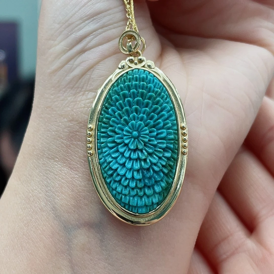 绿松石颈饰银S925镶嵌