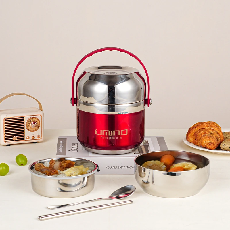 优米多主推款小巧精致钢盖316不锈钢上班族学生便携小型双层提锅
