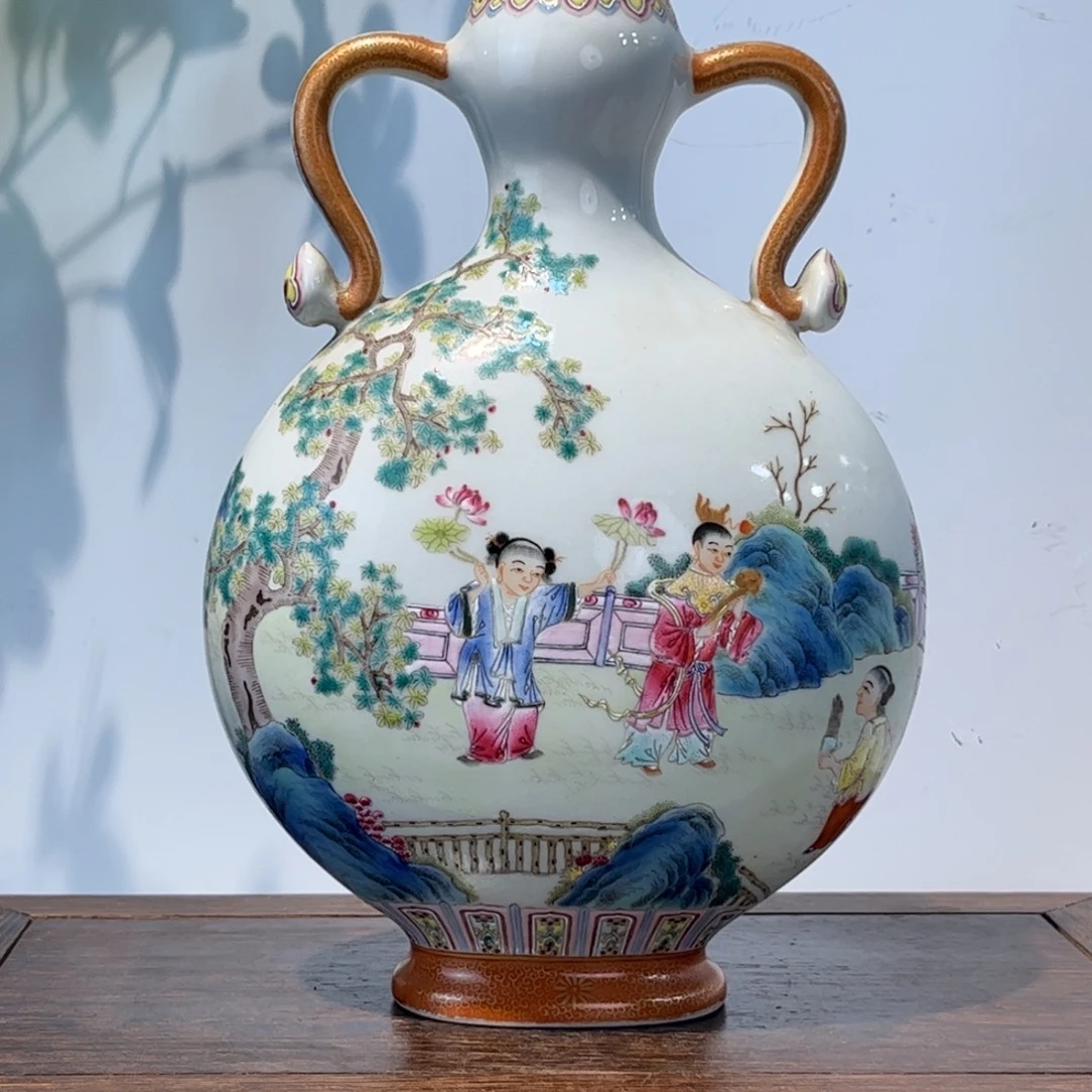 虎***林摆件瓷器工艺品摆件粉彩