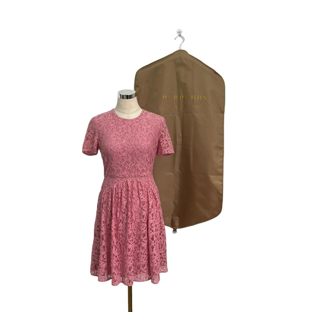 qq 粉色镂空花卉连衣裙 36码/201354