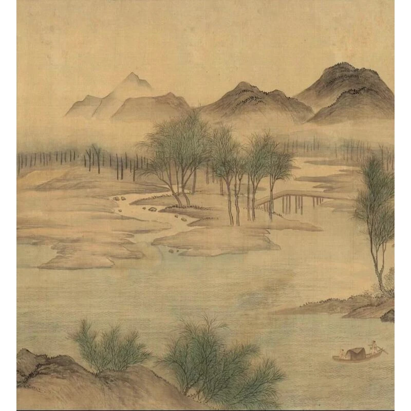 [高清复刻]清·恽寿平·《湖山春暖》馆藏级艺术微喷工艺装饰画