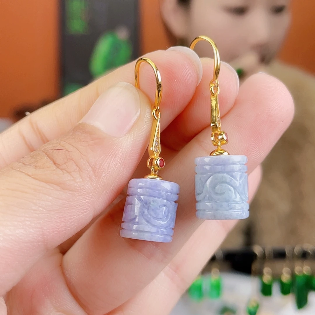 翡翠银S925镶嵌耳饰