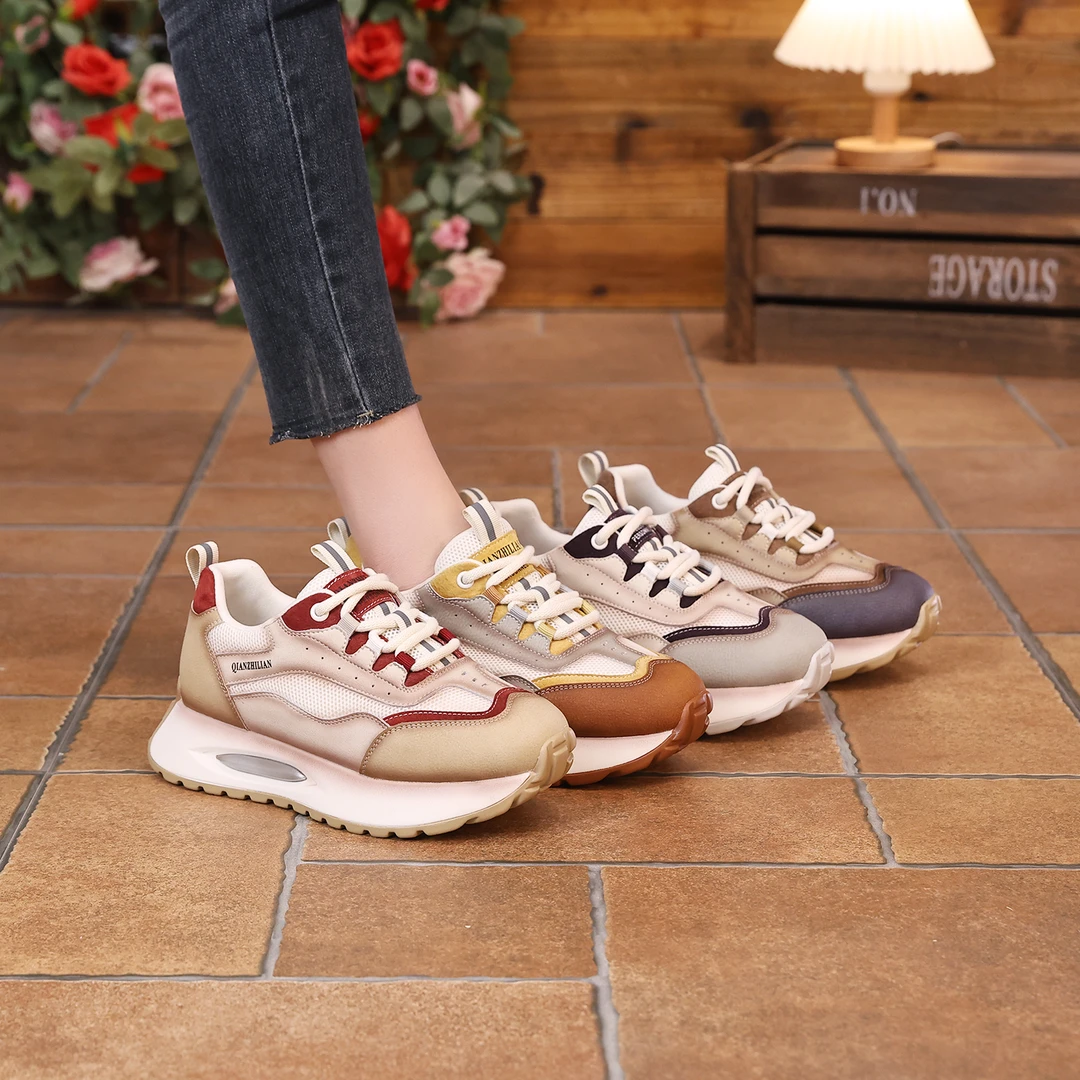 千之恋T增高5CM2025春季新款透气复古风厚底软底百搭单鞋女鞋5557