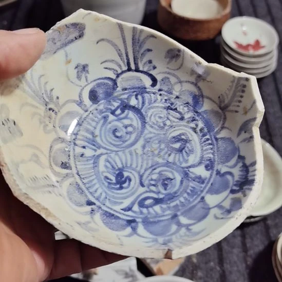 瓷片青花影青杯垫学习标本