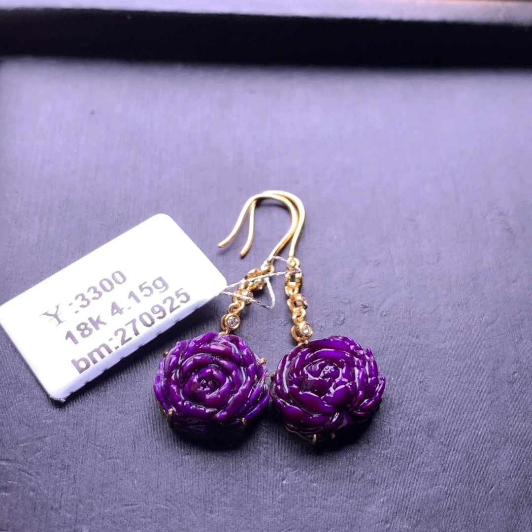 苏纪石（舒俱来）18K金镶嵌耳钩