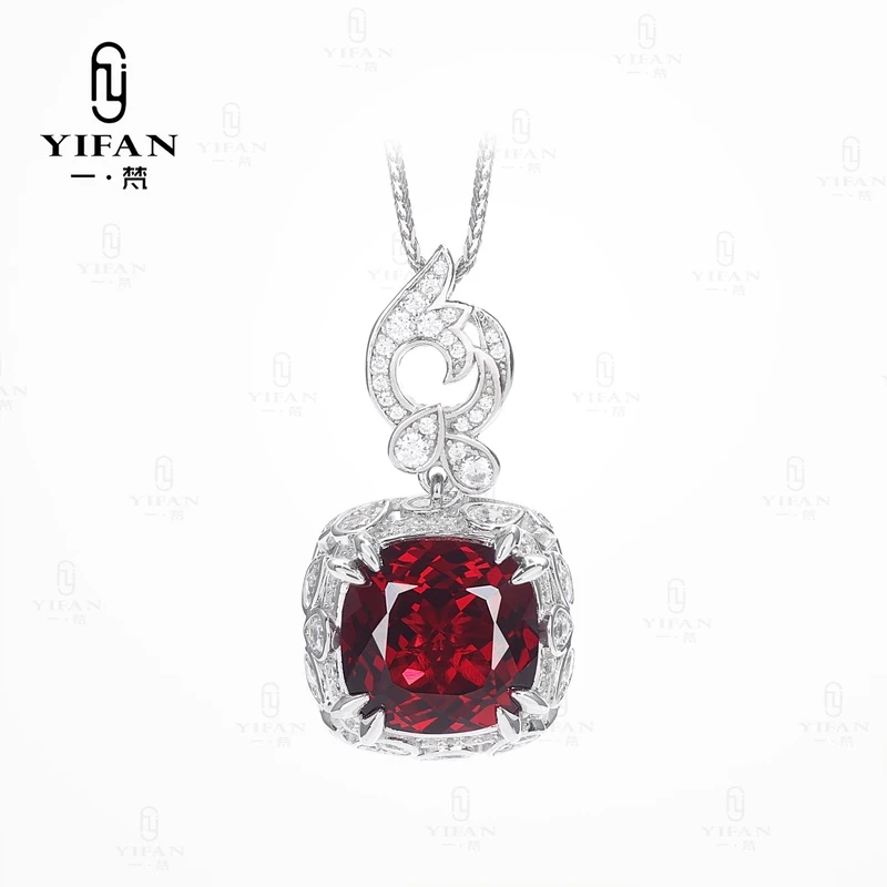 吊坠925银合成锆石 2105-百鸟朝凤方形时尚满钻项链经典