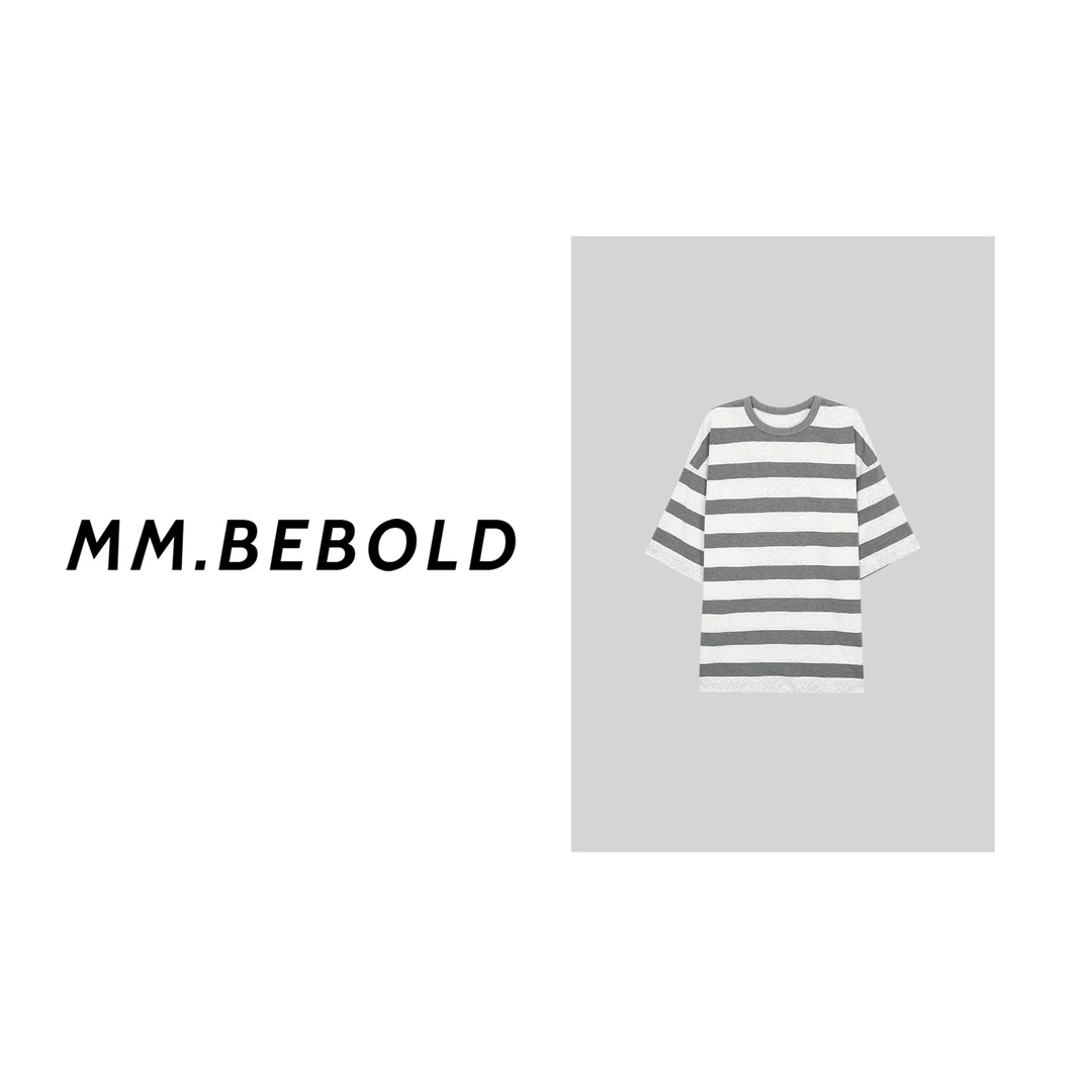 【妙姐精选】序礼 宽松透气无束缚感休闲百搭宽条纹短袖T恤LZ1115