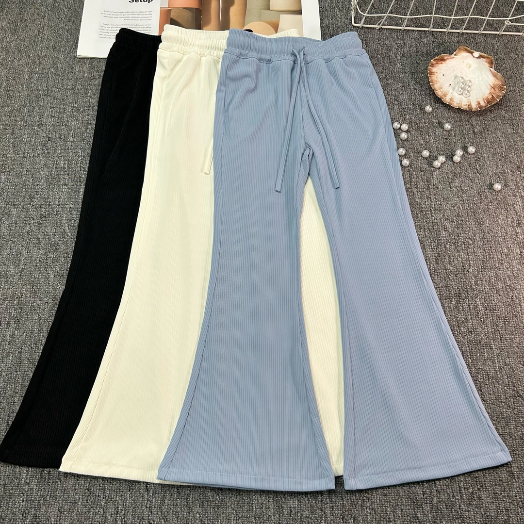 女童夏季冰丝轻薄微喇凉感儿童喇叭裤中大童夏季阔腿裤子