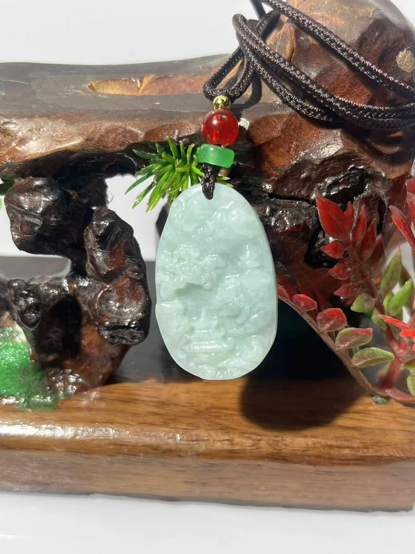 翡翠A货时尚百搭山水牌吊坠GS-20036