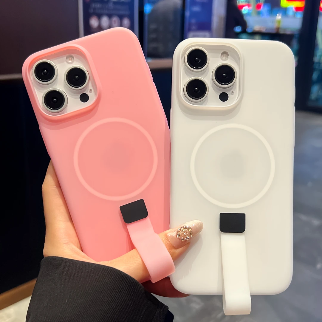 新款纯色肤感挂绳磁吸适用17promax手机壳16/14/13防摔少女创意