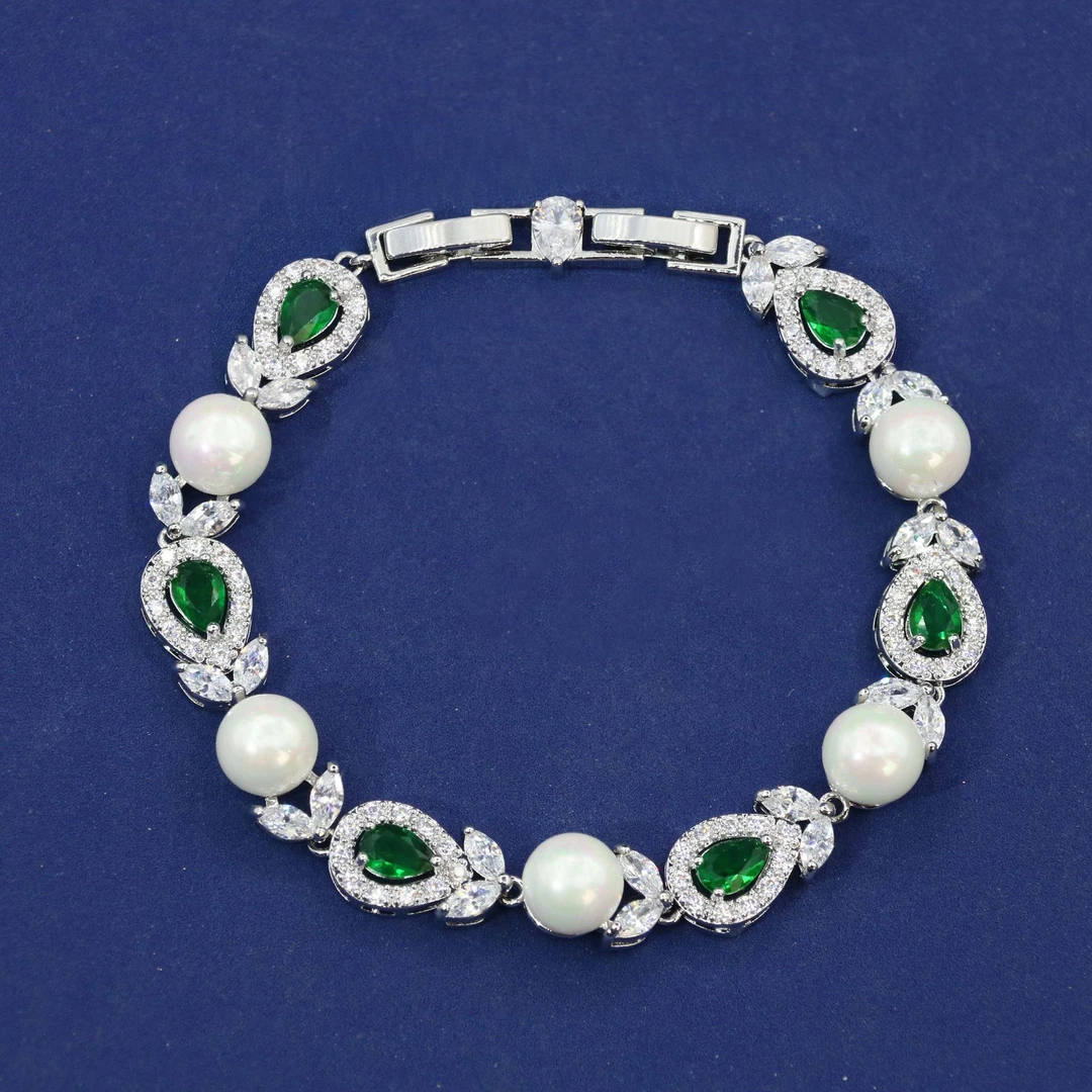 铜合金仿珍珠手链 D004 绿色珠珠手链