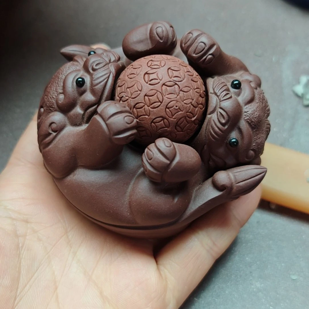 ?****?宜兴紫砂紫泥时来运转可盘可玩