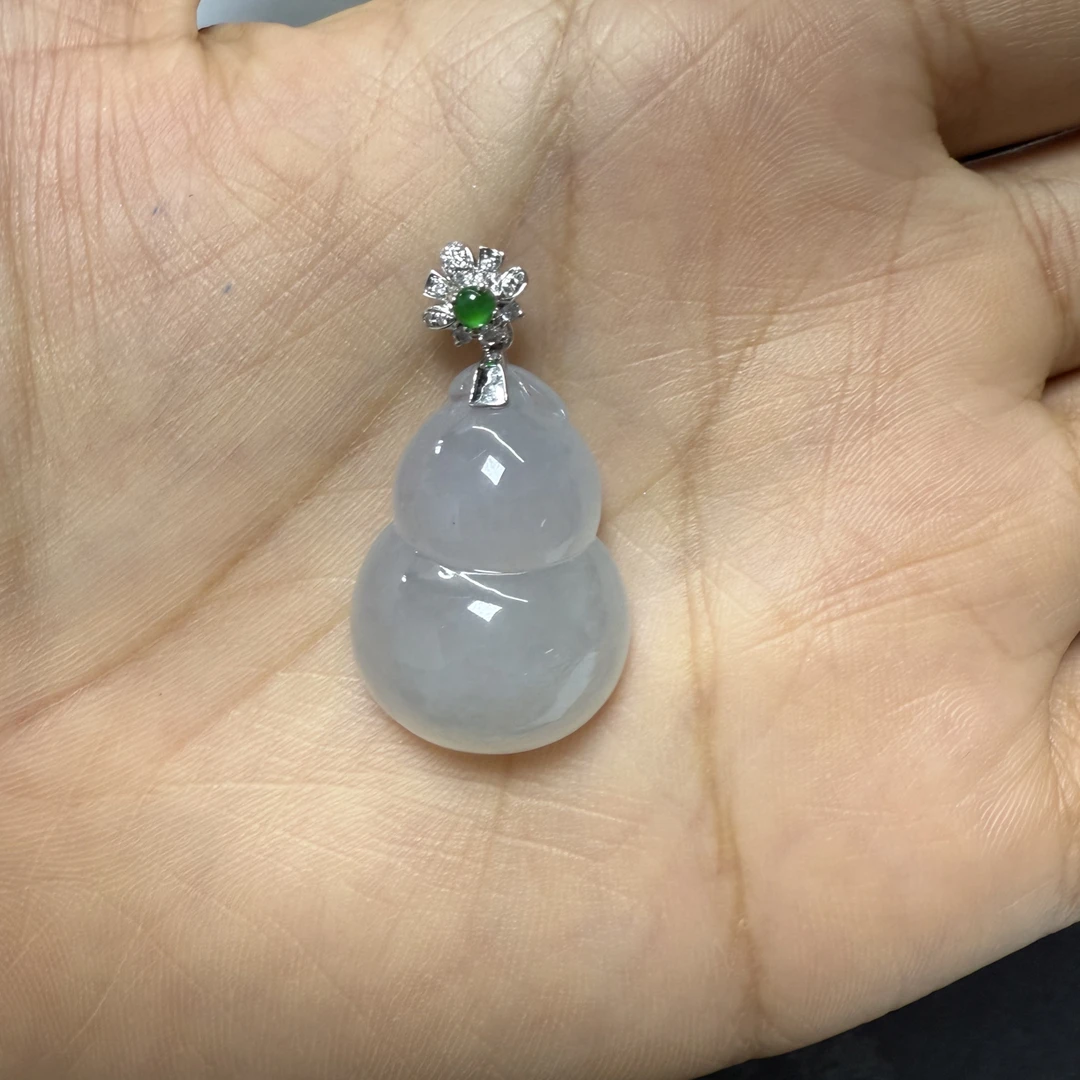 【地大甄选】天然A货18K金翡翠葫芦吊坠（双证书）20