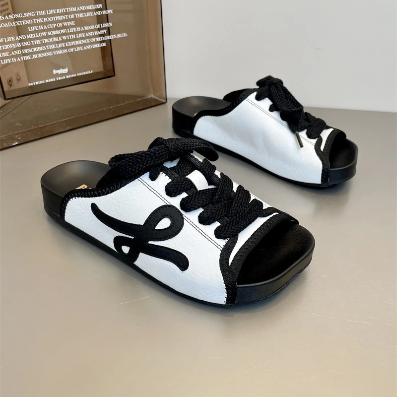 配裙子的拖鞋2025ins超火爆款系带芒果头勃肯一字拖女外出凉拖鞋