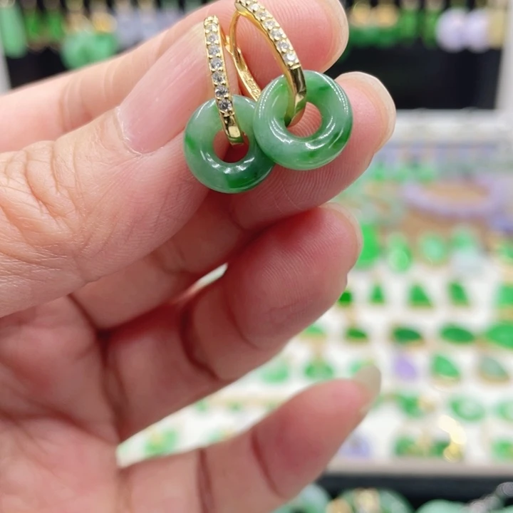 翡翠银S925镶嵌耳饰