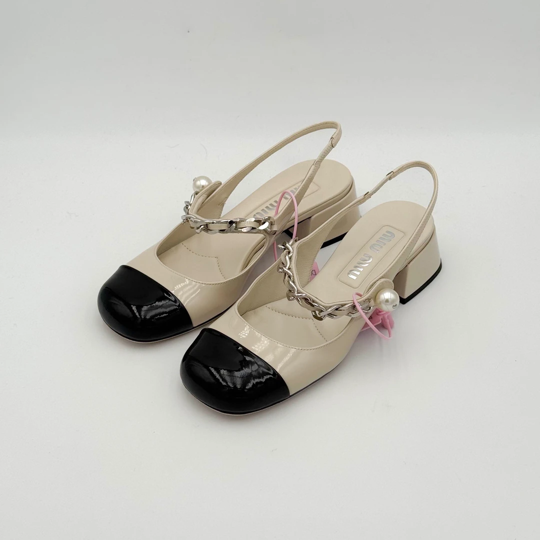 99新 MIU MIU/缪缪 珍珠玛丽珍高跟凉鞋/35.5码/DM0233