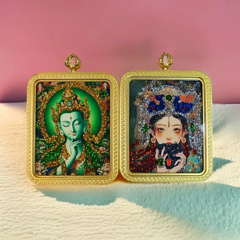 唐卡 双面唐卡 扎基拉姆唐卡 唐卡吊坠  五爷唐卡 绿妈妈唐卡