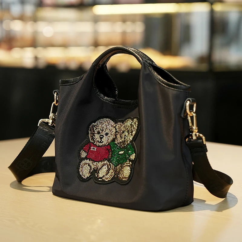 GELANDAI夹层拉链袋竖式单肩包斜跨时尚百搭民族风重工布包轻1935