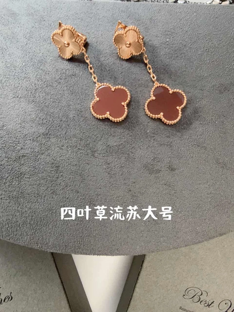 合金耳饰 V金高版本耳饰 四叶草流苏耳拍 137