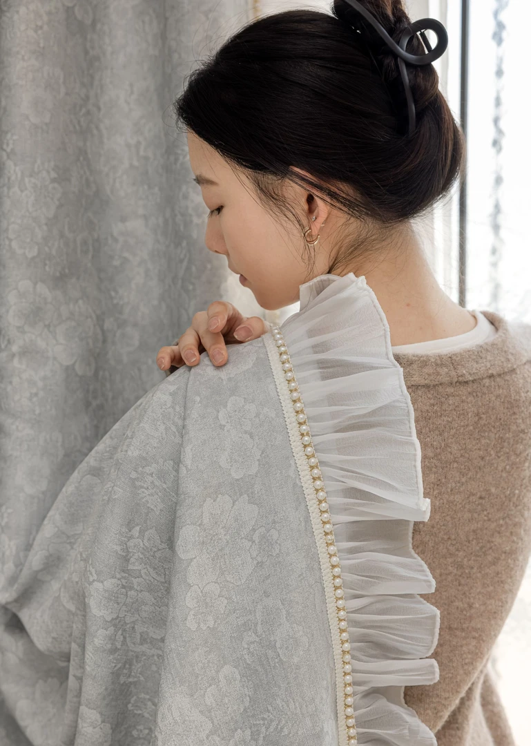 【莫奈花园】杏子灰法式中古风复古轻奢遮光客厅卧室窗帘成品N02