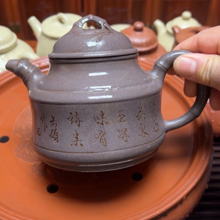 紫砂茶壶宜兴原矿青灰