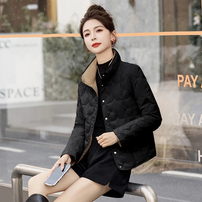 DUCURNO韩版短款羽绒服女冬季2025新款时尚小个子轻薄服立领外套