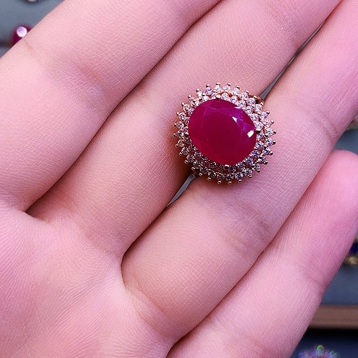 红宝石戒指银S925镶嵌
