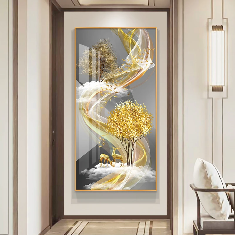 轻奢入户玄关LED发光装饰画现代简约高级感高档墙壁画走廊过道
