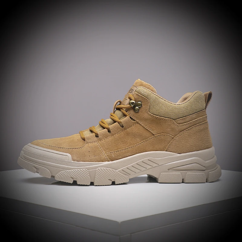 男士马丁靴高帮透气工装鞋潮流沙漠登山短靴