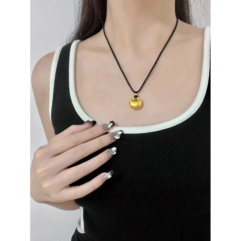 非金属布艺项链 小胖福黑绳项链