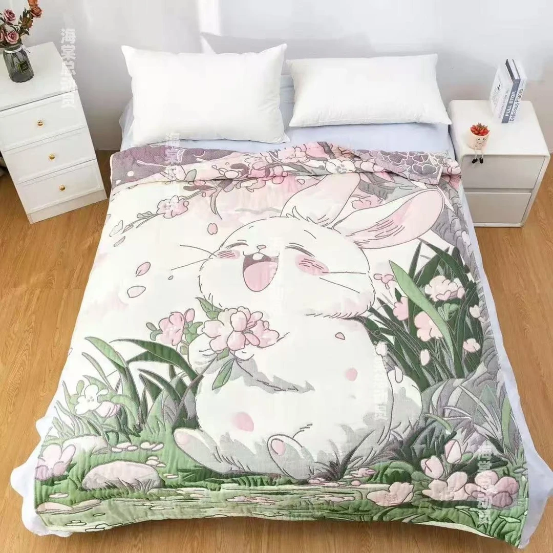 【花草兔】200*230cm 新疆棉A类 柔软亲肤卡通泡芙被 E