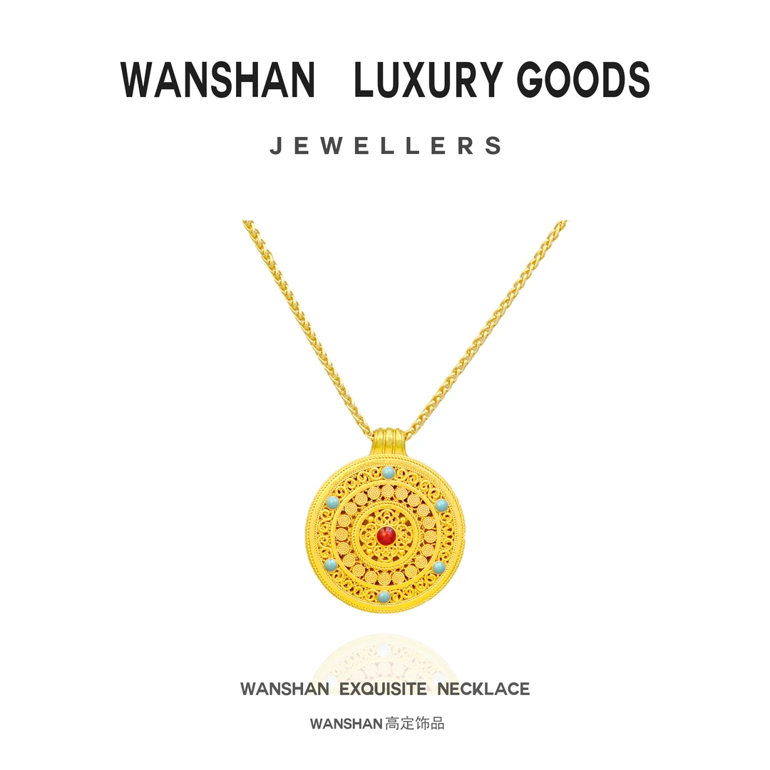 非金属珐琅项链 如意圆满罗盘项坠高级时尚轻奢项链吊坠