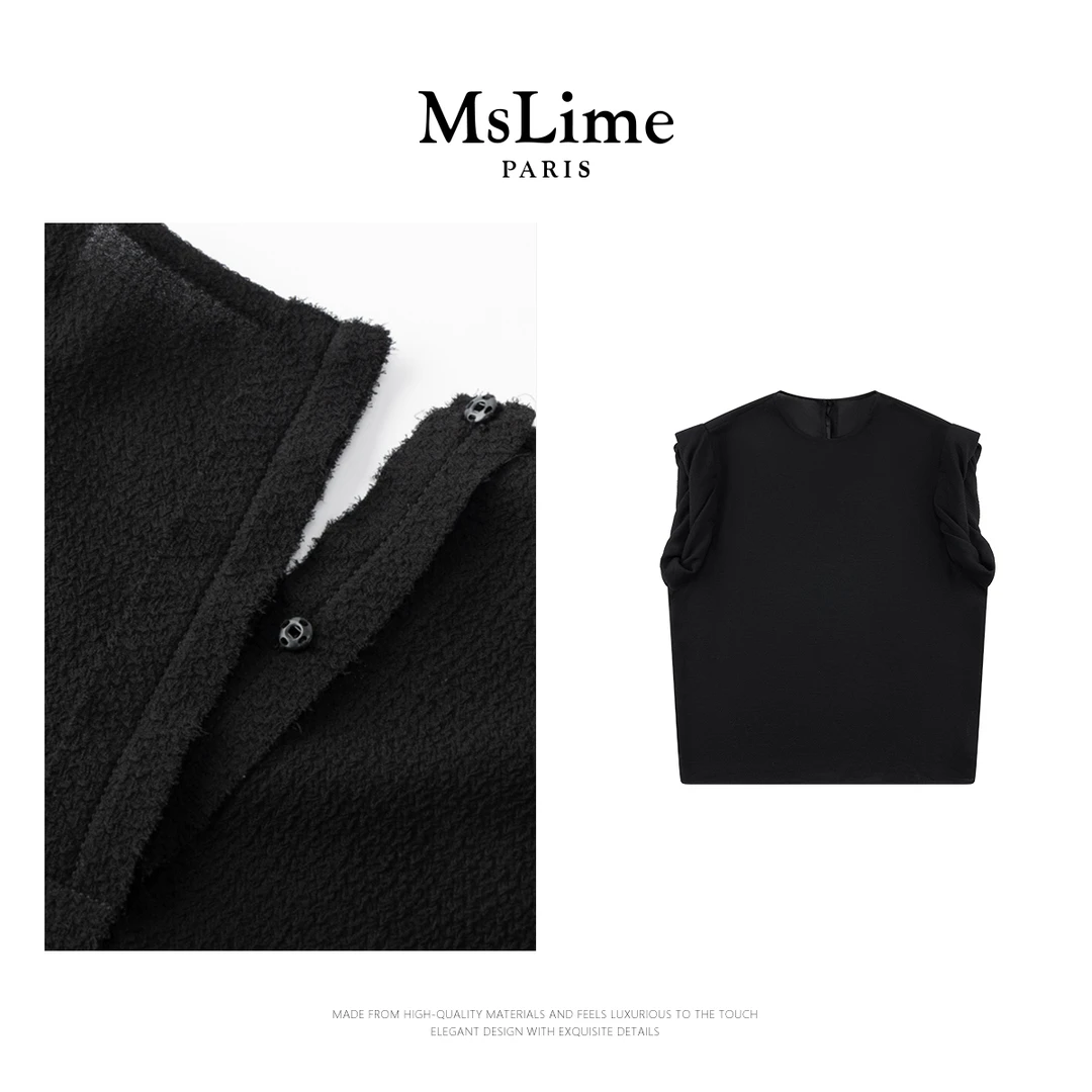 王嬛嬛MsLime25年新款【海鸥】休闲百搭黑色T恤 HD2A0925