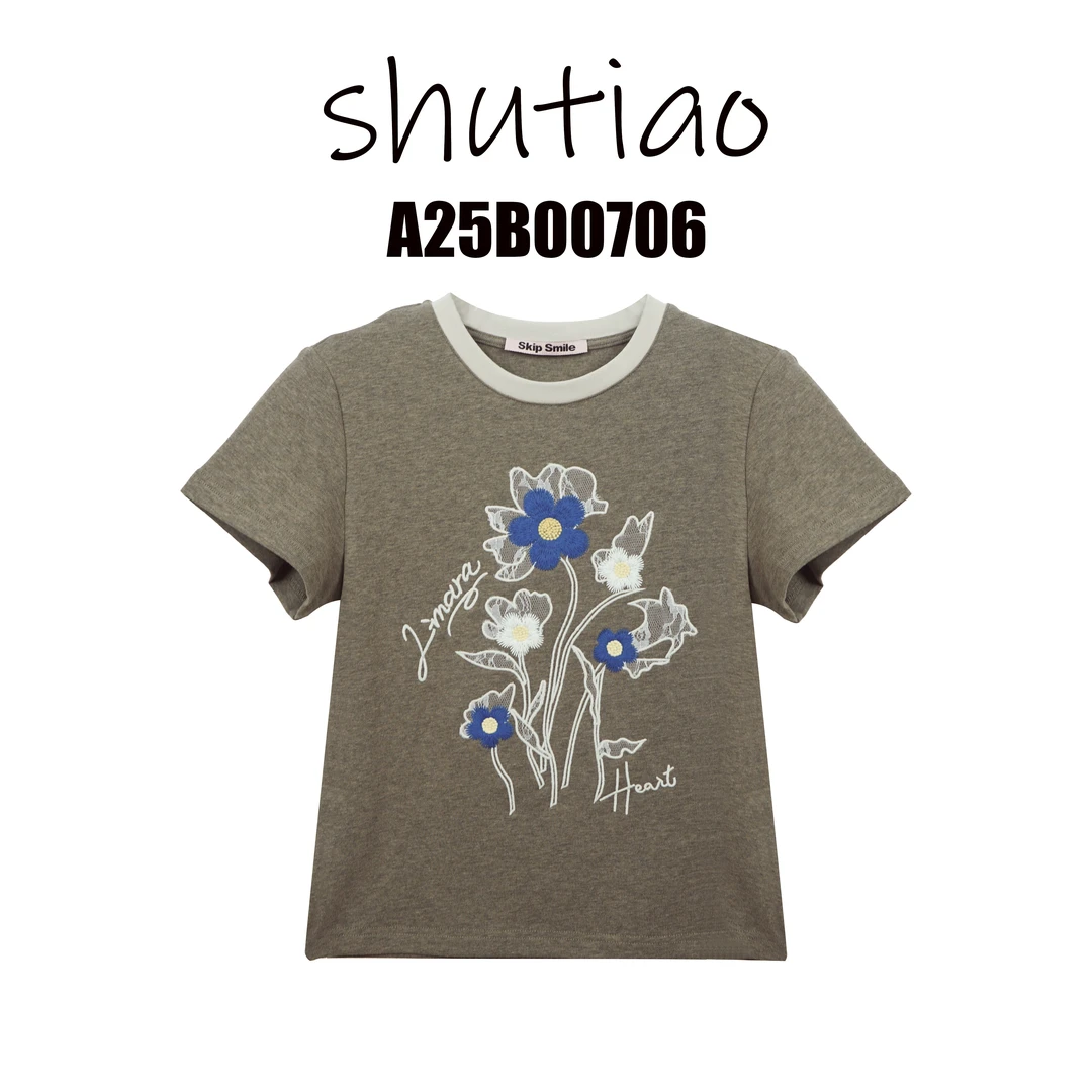 【SHUTIAO】2025夏季：新款小众设计款T恤A25B00706