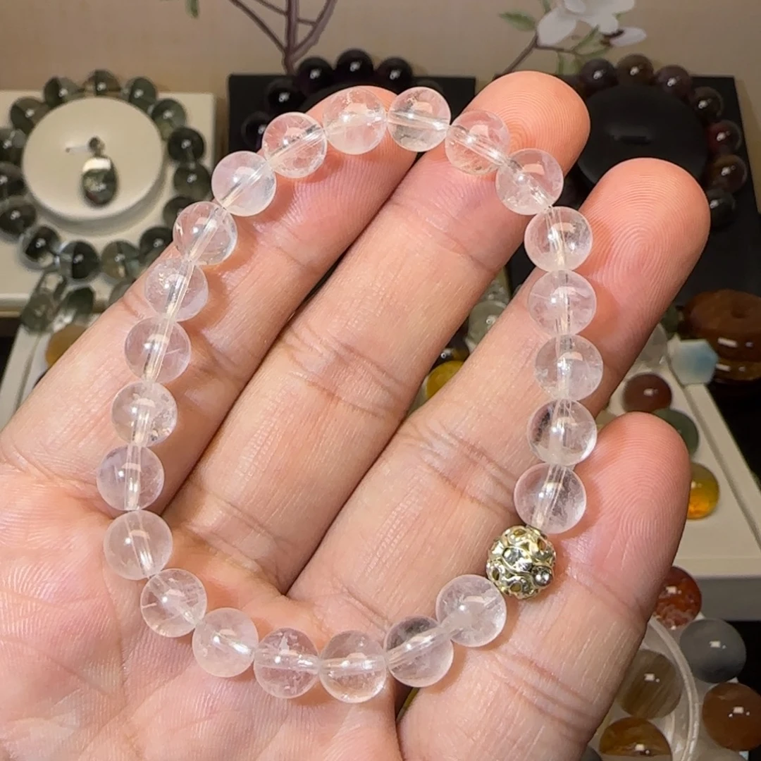 未镶嵌手串水晶7mm+白幽灵单圈多样性发货