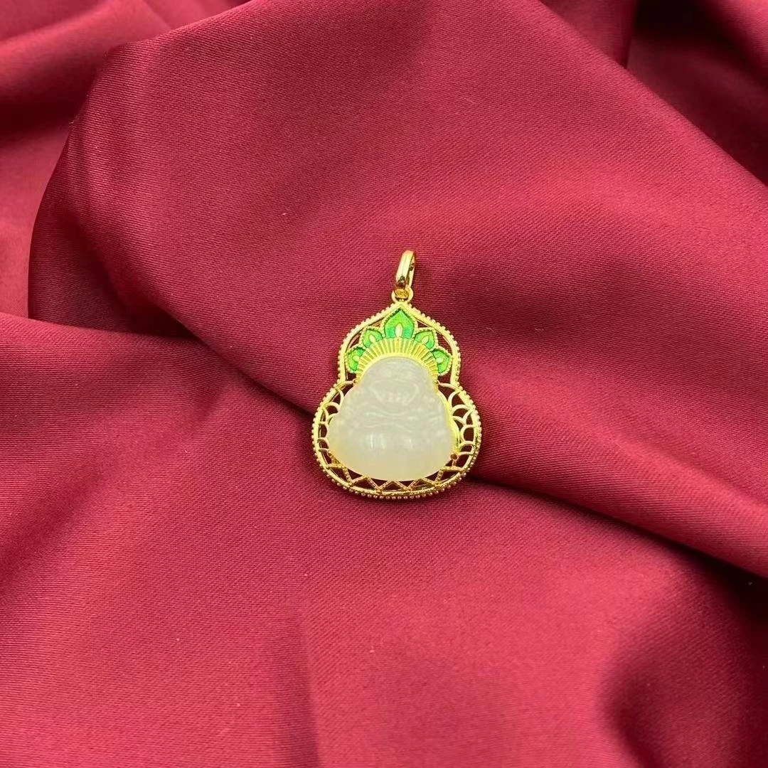 和田玉镂空大肚佛公吊坠Y1091（不含链）