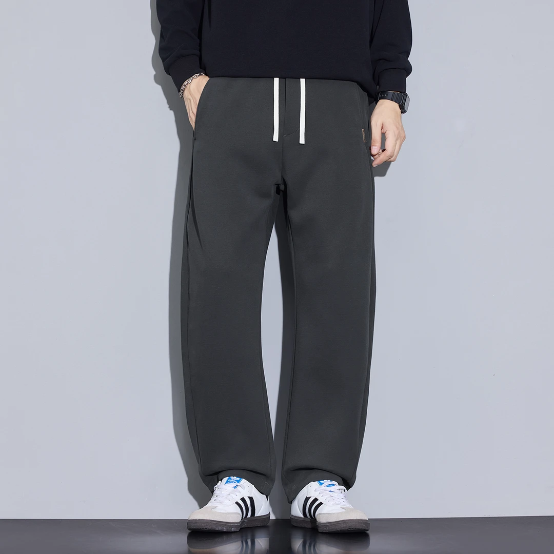 Kuvine2025冬季新款简约美式潮牌宽松抽绳弯刀卫裤男士百搭休闲裤