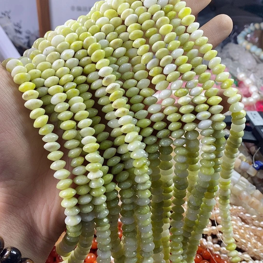 玛瑙/玉髓珠宝半成品未镶嵌一条天然8mm菜花玉算盘珠