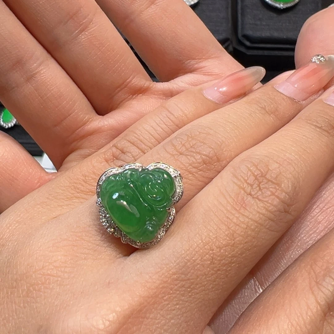翡翠戒指18K金镶嵌收货48小时鉴赏期