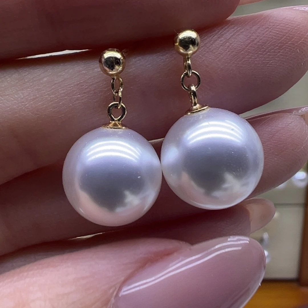 耳饰银S925镶嵌淡水珍珠