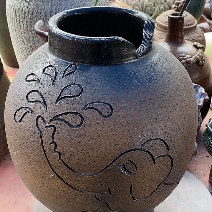 紫砂花盆口13高度28无孔瑕疵处理