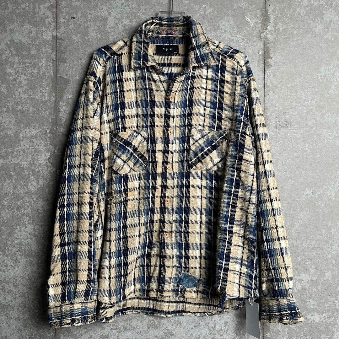 未使用 WE11 DONE XL*1/vujade /破坏格子法兰绒衬衫外套/15402